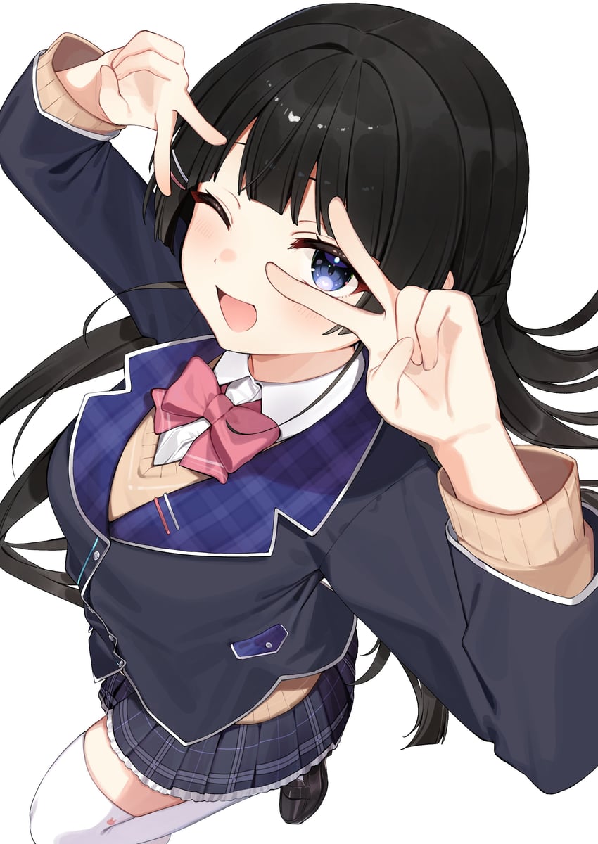 彩虹社、月之美兔、月之美兔 (第一套服装) 1名女孩 :D 微笑 黑发 黑色夹克