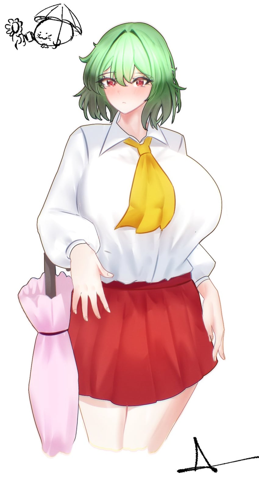 东方Project、风见幽香 1名女孩 阿斯科特领巾 乳房 绿发 巨乳