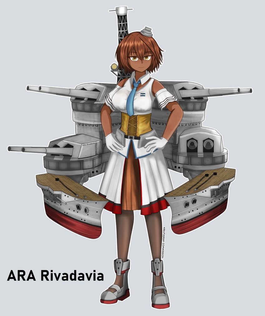 舰队Collection ara rivadavia (personification) 棕眼睛 棕发 领带 连裤袜