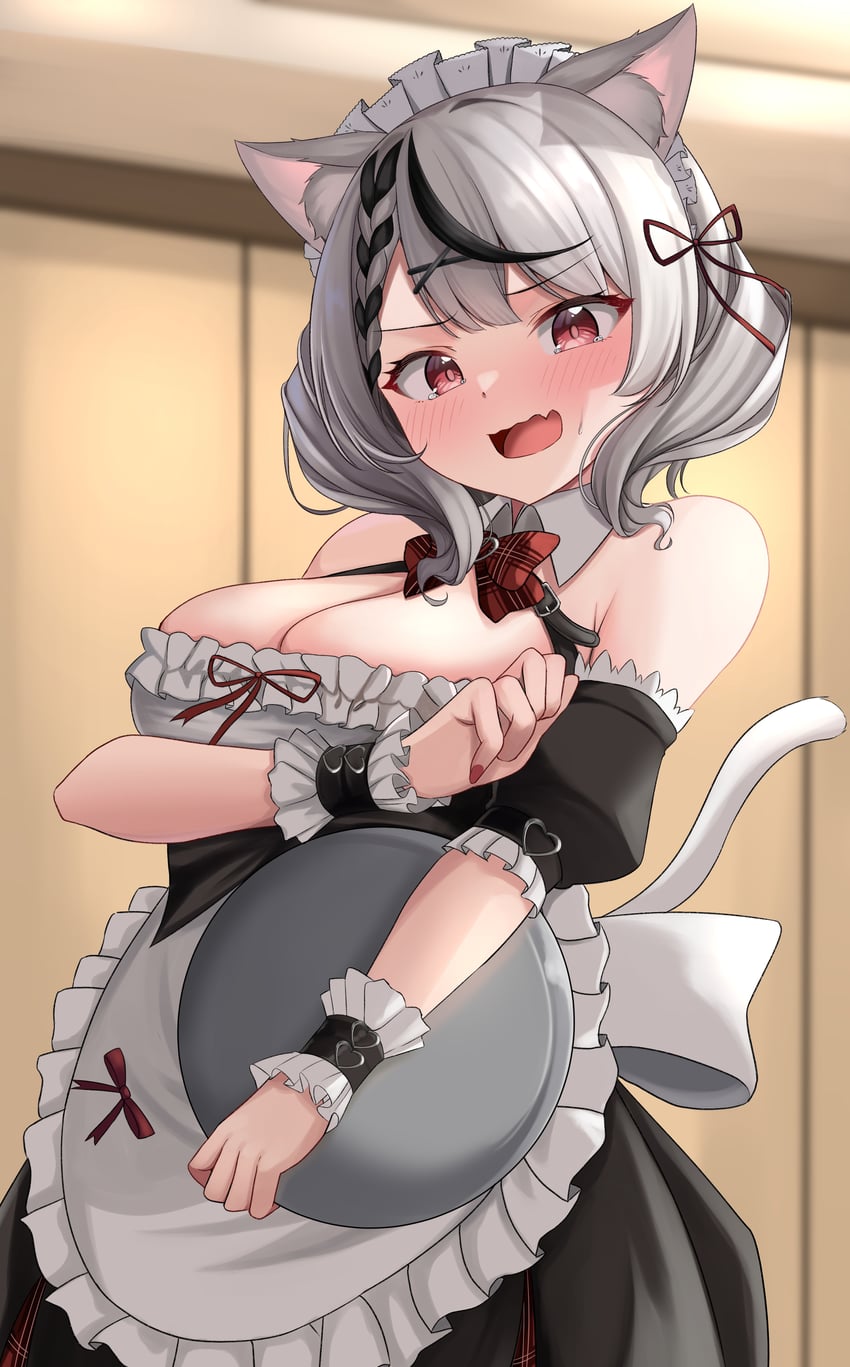 Hololive、沙花叉克萝耶 1名女孩 替换服装 兽耳毛 兽耳 围裙