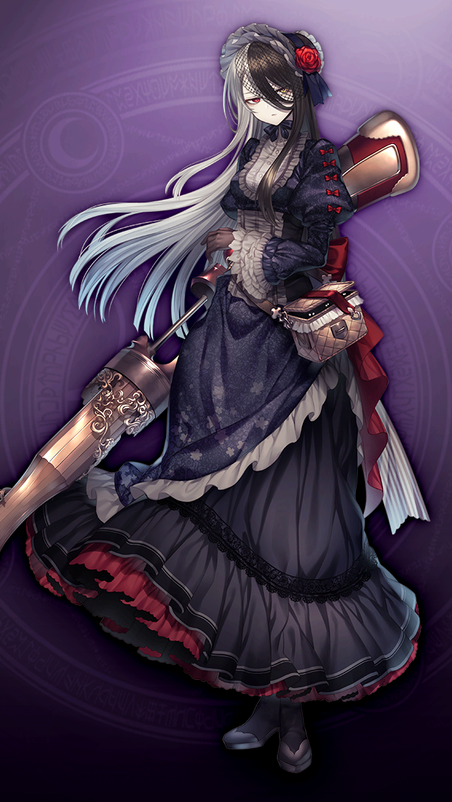 格林笔记、dollmaker dorloto (grimms notes) 1名女孩 黑色手套 黑发 黑鞋 软帽