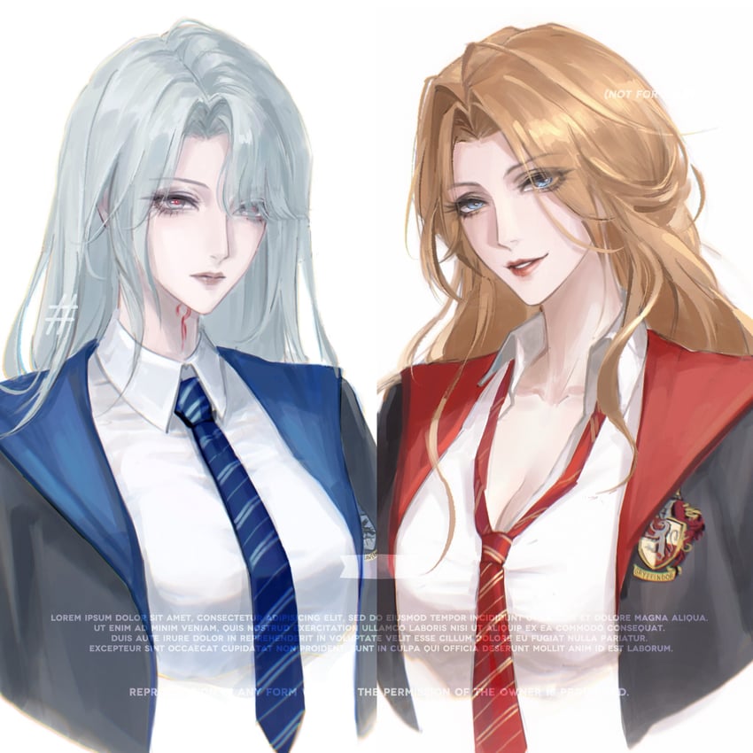 无期迷途、奥古斯都 (无期迷途)、希尔达 (无期迷途) 2名女孩 蓝眼 有领衬衫 无表情 灰发