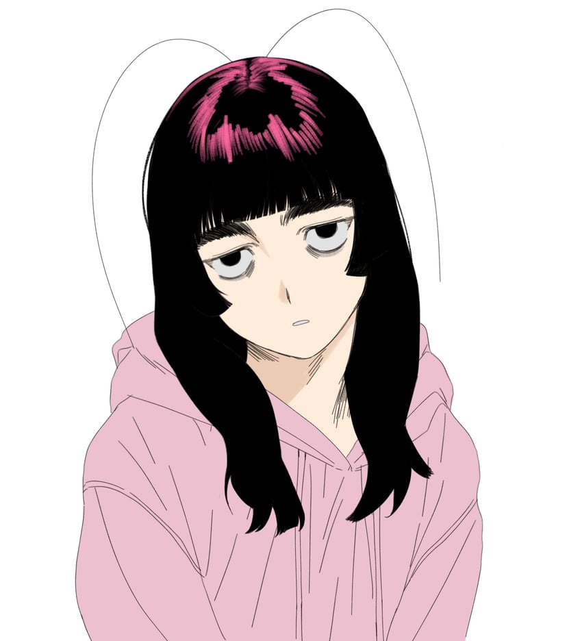 原创、诹访真知 (Kano Kino) 1名女孩 呆毛 眼袋 黑发 齐刘海