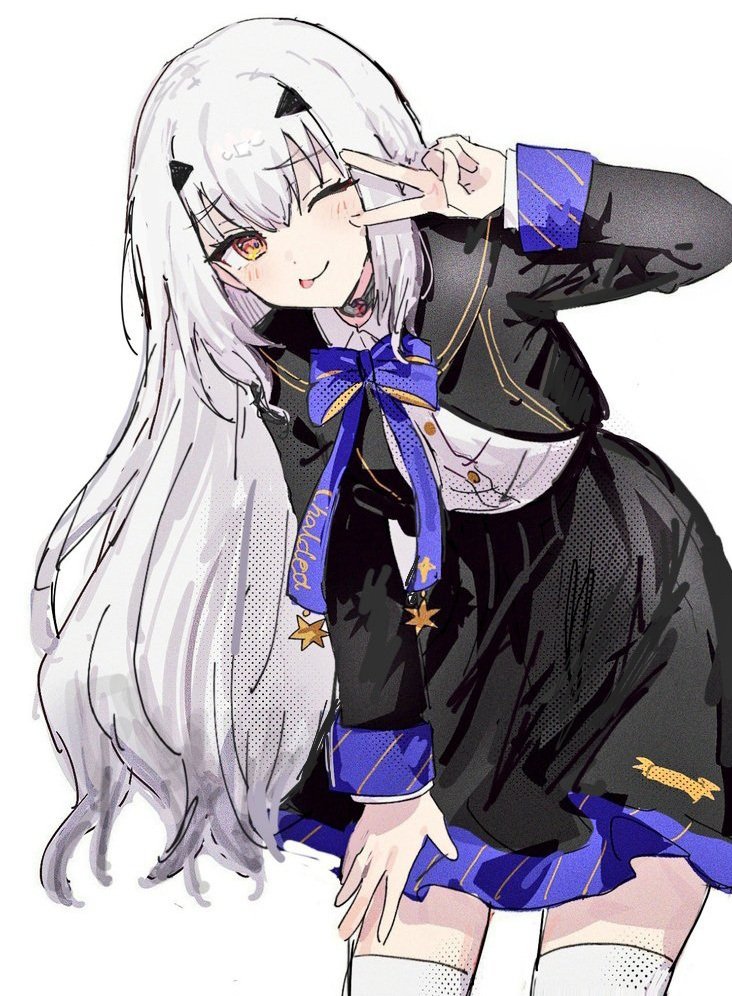 Fate/Grand Order、Fate系列、美露莘 (Fate) 1名女孩 黑色连衣裙 连衣裙 手放在自己的大腿上 眨眼