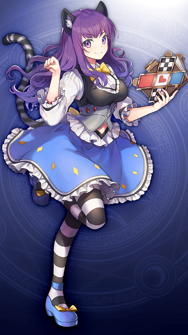 格林笔记、柴郡猫 (格林笔记)、cheshire cat (repage) (grimms notes) 1名女孩 兽耳 铠甲 蓝色背景 蓝色鞋子
