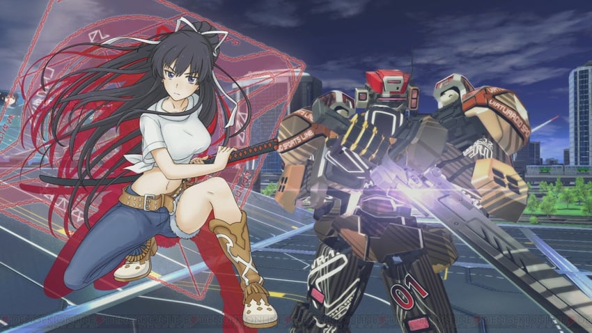 电击Online、魔法禁书目录、魔法禁书目录：虚拟战机 1名女孩 3D 3D背景 不对称服装 裸臂