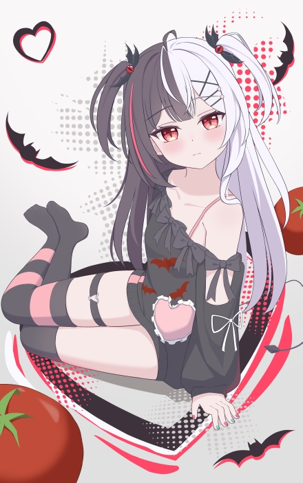 从虚无到永恒、lacrimosa (new moon lullaby) (nte)、拉克莉莫莎 (圣洁之歌) 1名女孩 黑发 黑衬衫 黑色过膝袜 乳房