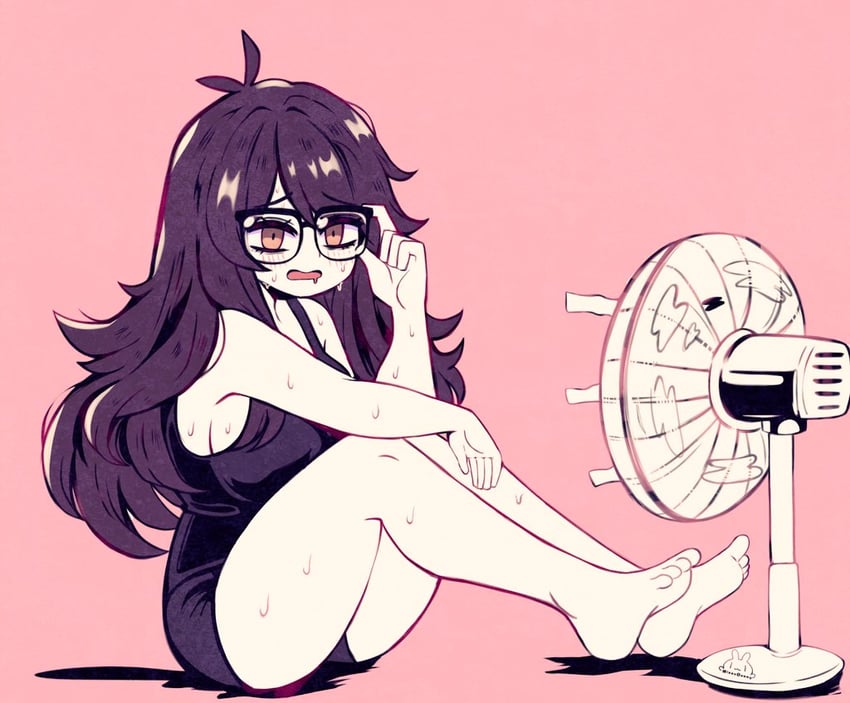 原创、Mizzu (Mizzuiita) 1名女孩 赤脚 黑色背心 脸红 乳房