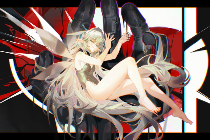 黑之魂、黑色之魂 2、莉芙 (Black Souls) 1名女孩 荒谬的长发 屁股 裸腿 露肩