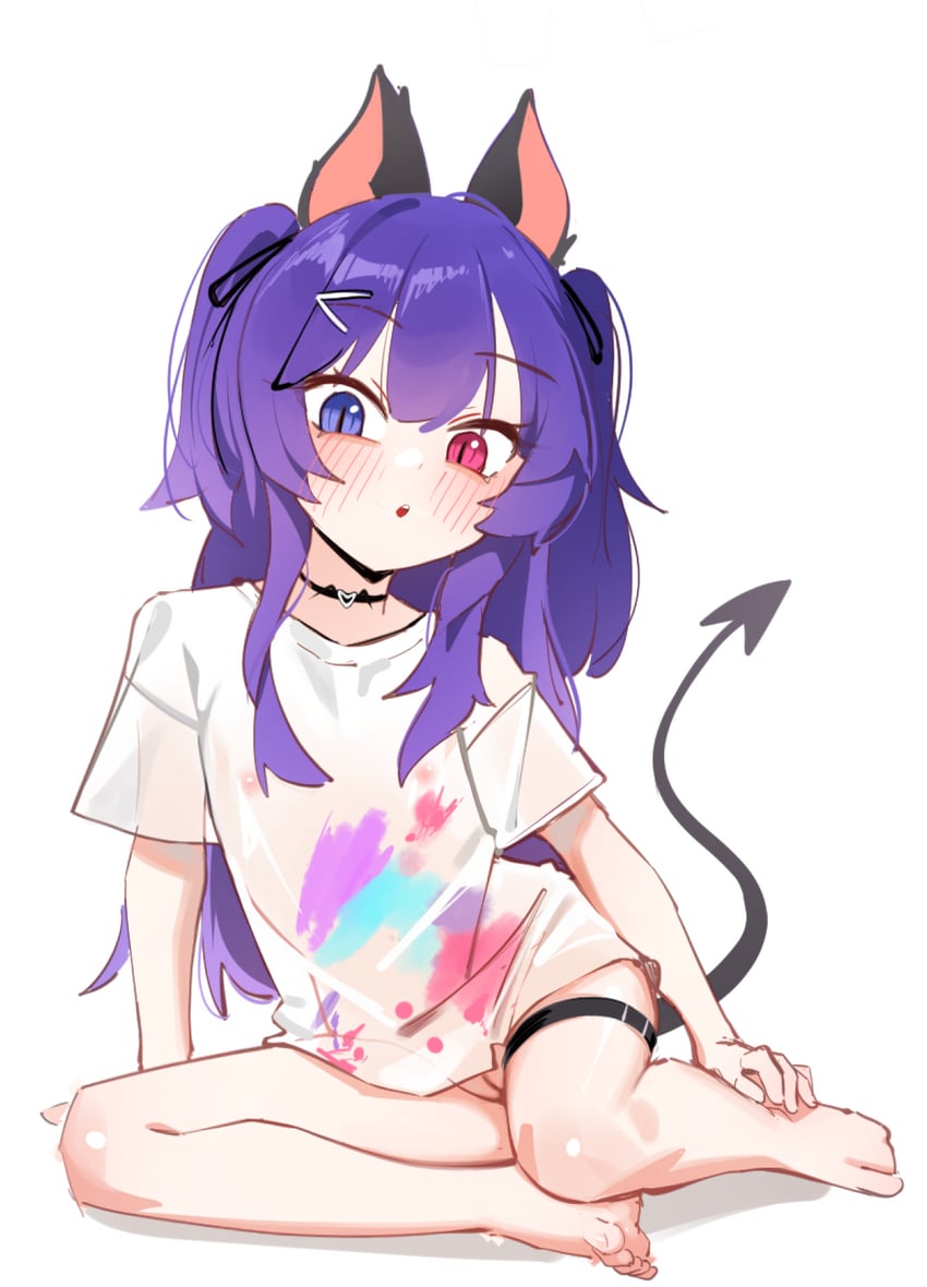 原创 1名女孩 兽耳 黑色项圈 脸红 项圈
