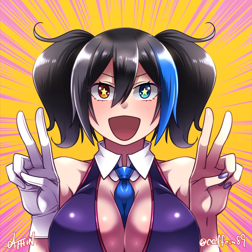 UTAU、欲音露子 1名女孩 露肩 乳沟 蓝眼 蓝色领带