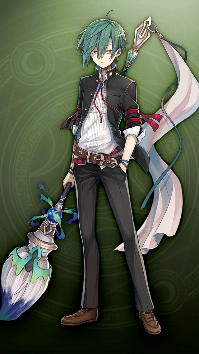 格林笔记、格林笔记：学园、ludwig grimm (gakuen) (grimms notes) 1名男孩 腰带 黑色夹克 蓝色宝石 棕色腰带