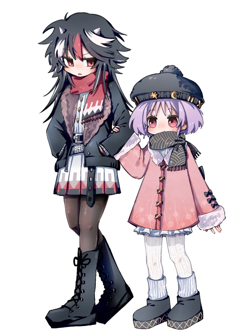 东方Project、鬼人正邪、少名针妙丸 2名女孩 替换服装 不同发型 箭头印花 针织帽