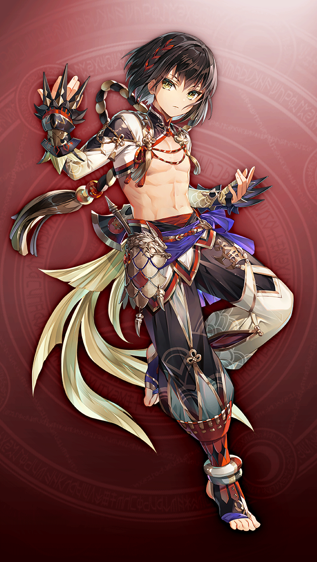 格林笔记、kintarou (grimms notes)、kintarou (shinsei) (grimms notes) 1名男孩 腹肌 不对称腿部穿着 闭嘴 护腕
