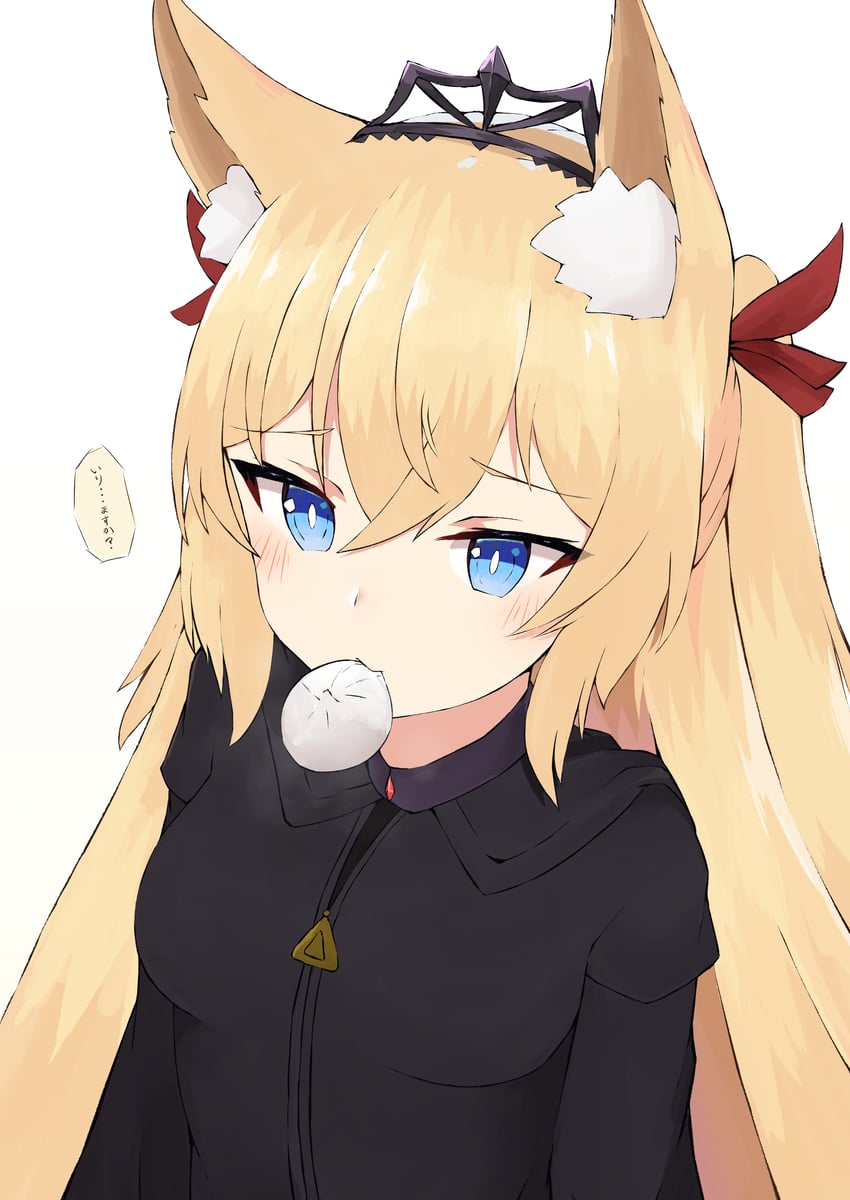 原创 1名女孩 兽耳毛 兽耳 黑色夹克 金发
