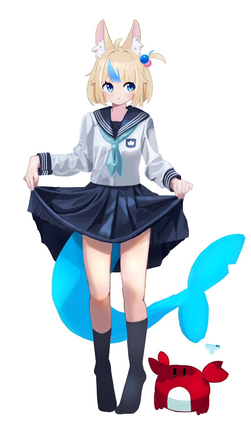 个人势虚拟主播、蟹 (sameko saba)、Sameko Saba 1名女孩 呆毛 替换服装 不同发型 兽耳毛