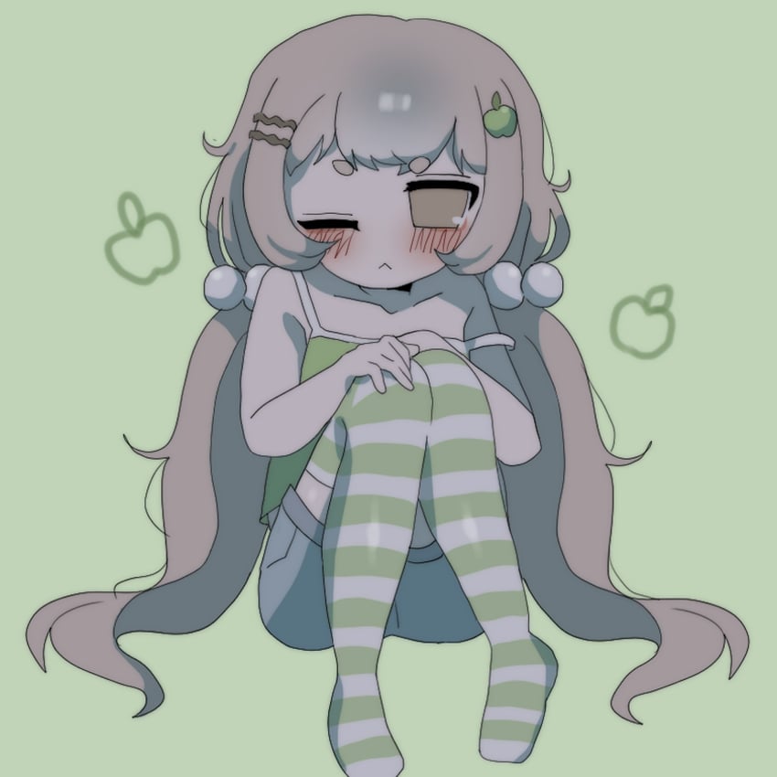 个人势虚拟主播、midorigaki (vtuber) 1名女孩 :< 苹果 苹果发饰 露肩