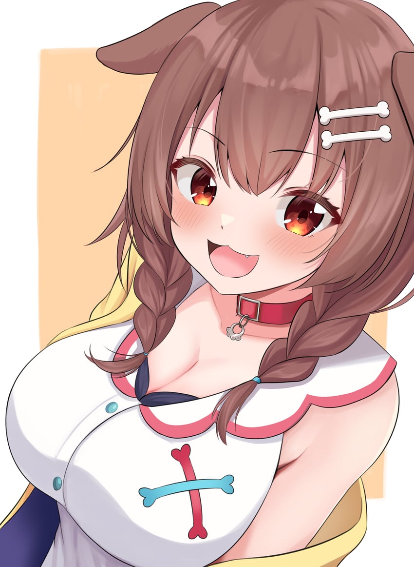 Hololive、戌神沁音 1名女孩 动物项圈 兽耳 脸红 骨制发饰