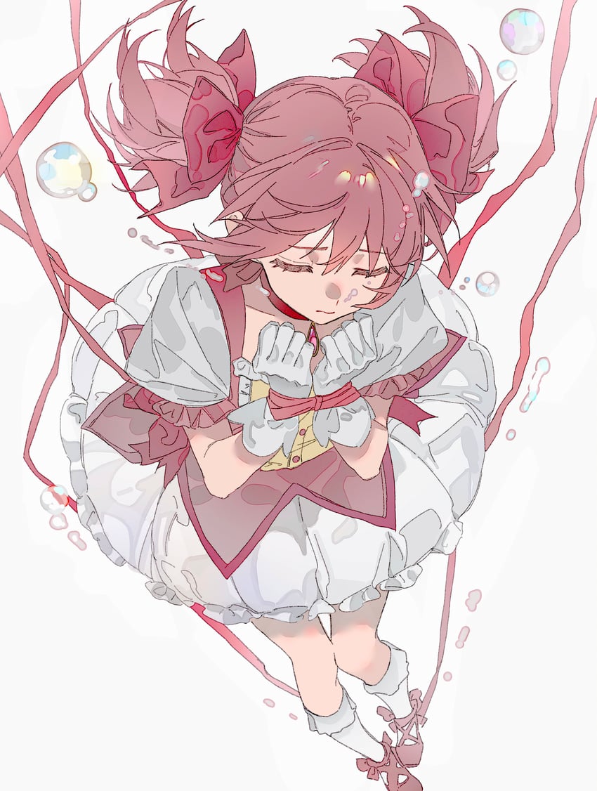 魔法少女小圆、魔法少女小圆、鹿目圆 1名女孩 气泡 束缚 束缚手腕 蝴蝶结