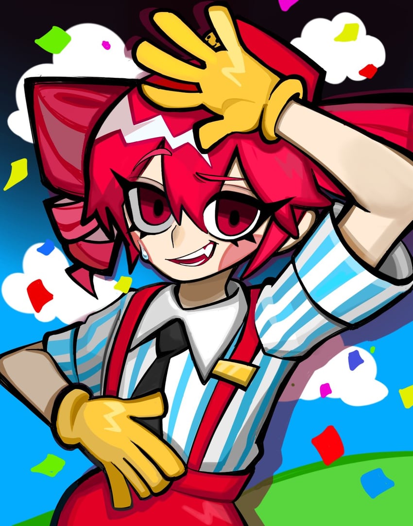 Mesmerizer (Vocaloid)、UTAU、重音Teto 1名女孩 云 五彩纸屑 钻头发 虎牙