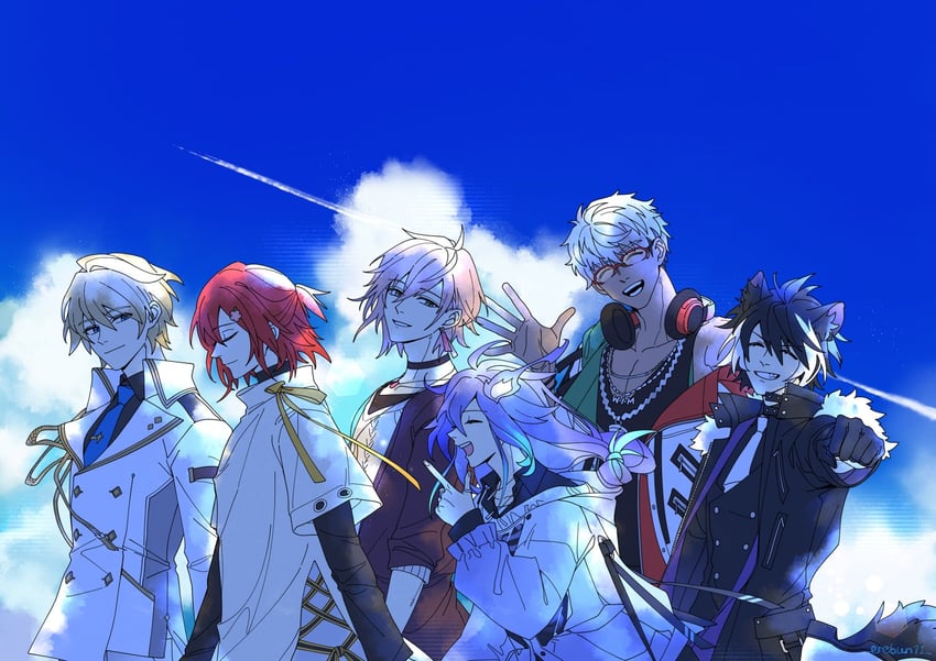HOLOSTARS、阿兰德斯 (Holostars)、阿兰戴斯（第一套服装） 6个以上男孩 兽耳 黑色项圈 黑色大衣 黑发