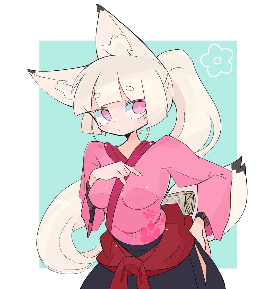 二次元插画 1名女孩 兽耳 狐耳 狐娘 狐狸尾巴