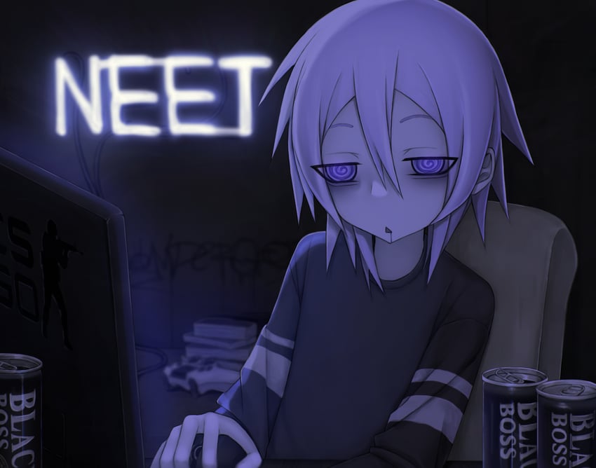 原创 1名女孩 @_@ 中性 眼袋 黑衬衫
