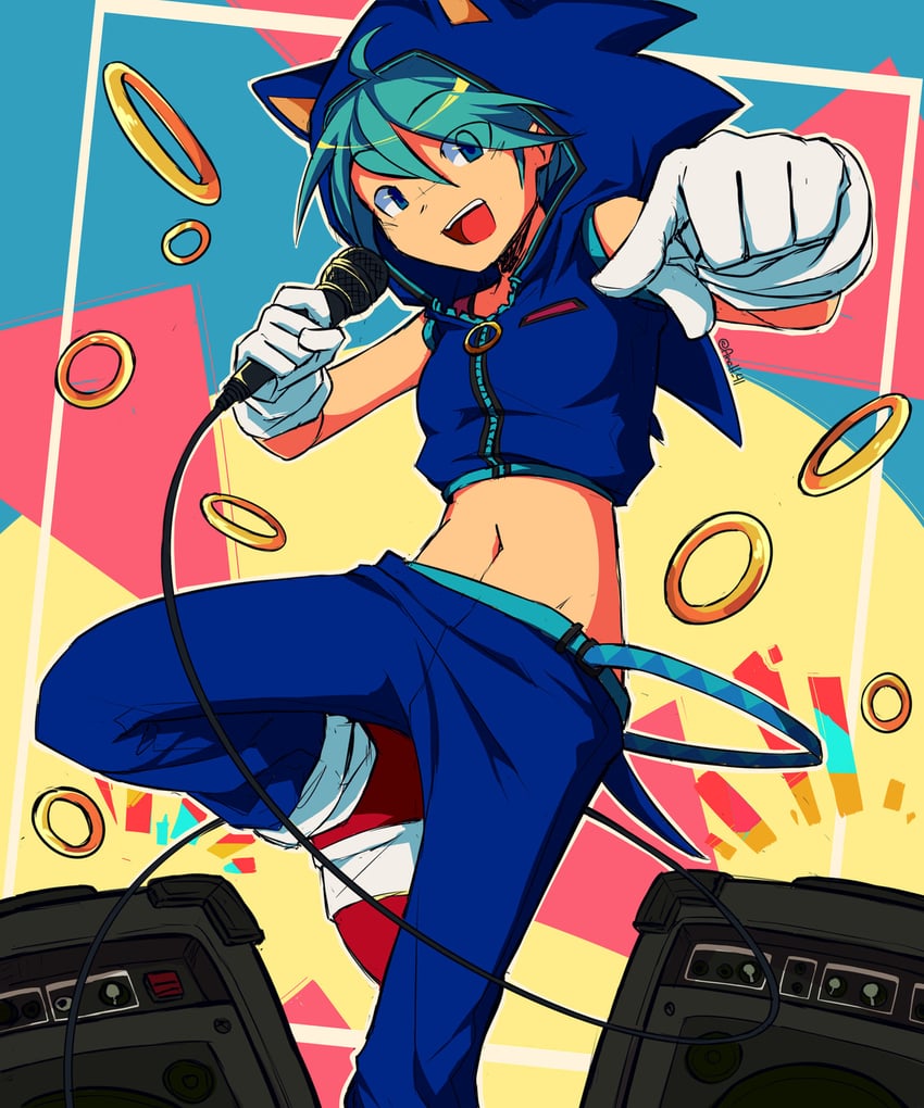 初音未来：歌姬计划系列、初音未来 歌姬计划 extend、索尼克系列 1名女孩 :D 呆毛 兽耳 水色发