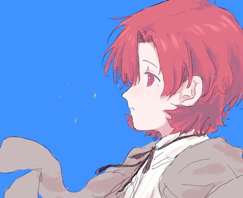 Fate/hollow ataraxia、Fate系列、巴泽特·弗拉加·马克雷密斯 1名女孩 蓝色背景 侧视 痣 泪痣