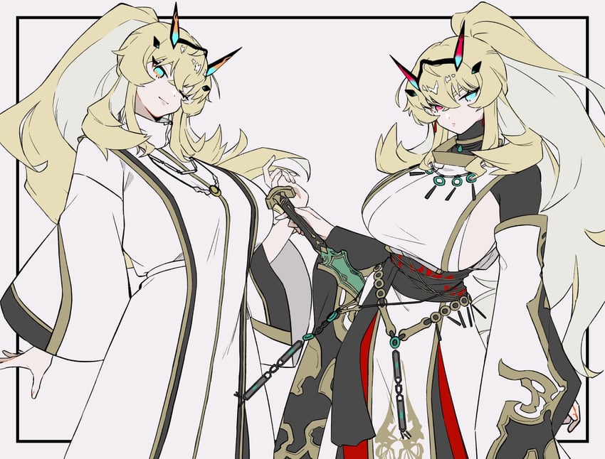 Fate/Grand Order、Fate系列、巴格斯特 (Fate) 2名女孩 边框 乳房 克隆 闭嘴