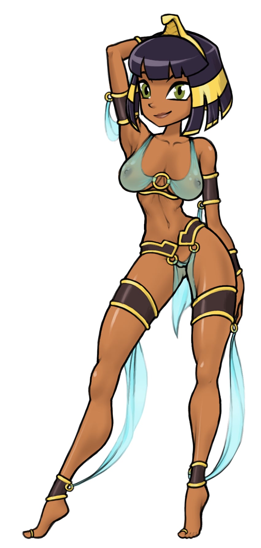 cleopatra in space、cleopatra (cleopatra in space) 1名女孩 古埃及服饰 脚链 水蓝色胸罩 水蓝色兜裆布