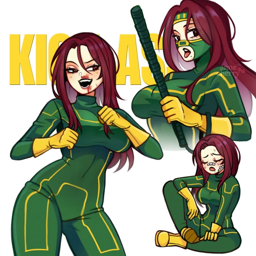 海扁王、原创、kick-ass (character) 1名女孩 血 脸上带血 紧身连体衣 靴子