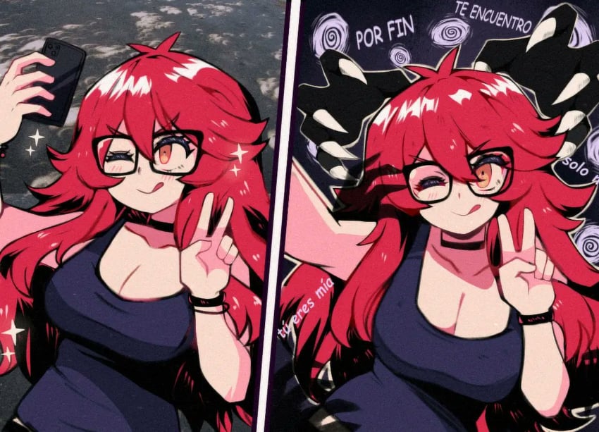原创、Mizzu (Mizzuiita) 1名女孩 ;) 黑色项圈 黑色背心 脸红
