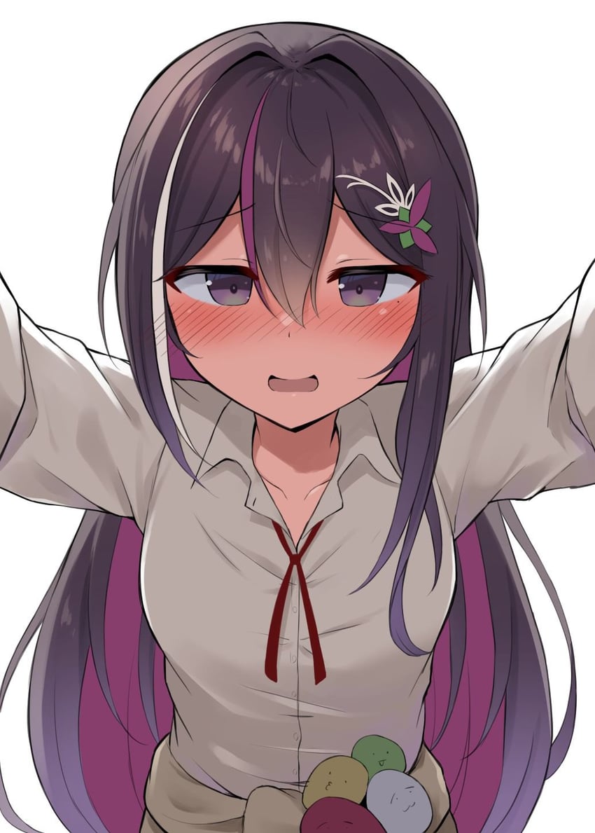 Hololive、AZKi (辣妹) (Hololive)、AZKi 1名女孩 不对称鬓发 黑发 乳房 开襟衫