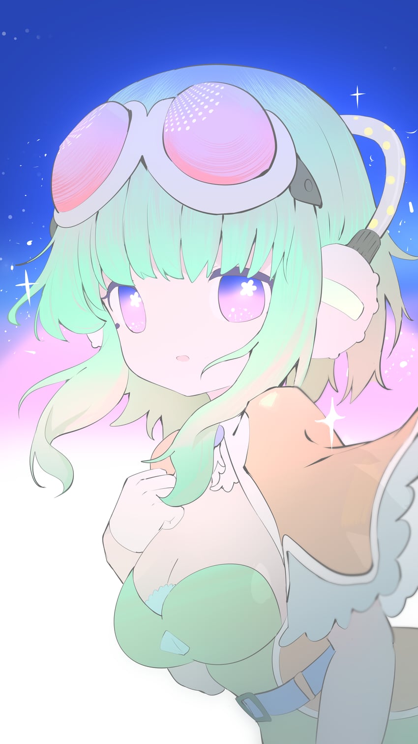 VOCALOID、GUMI 1名女孩 乳房 乳沟 护目镜 头戴护目镜