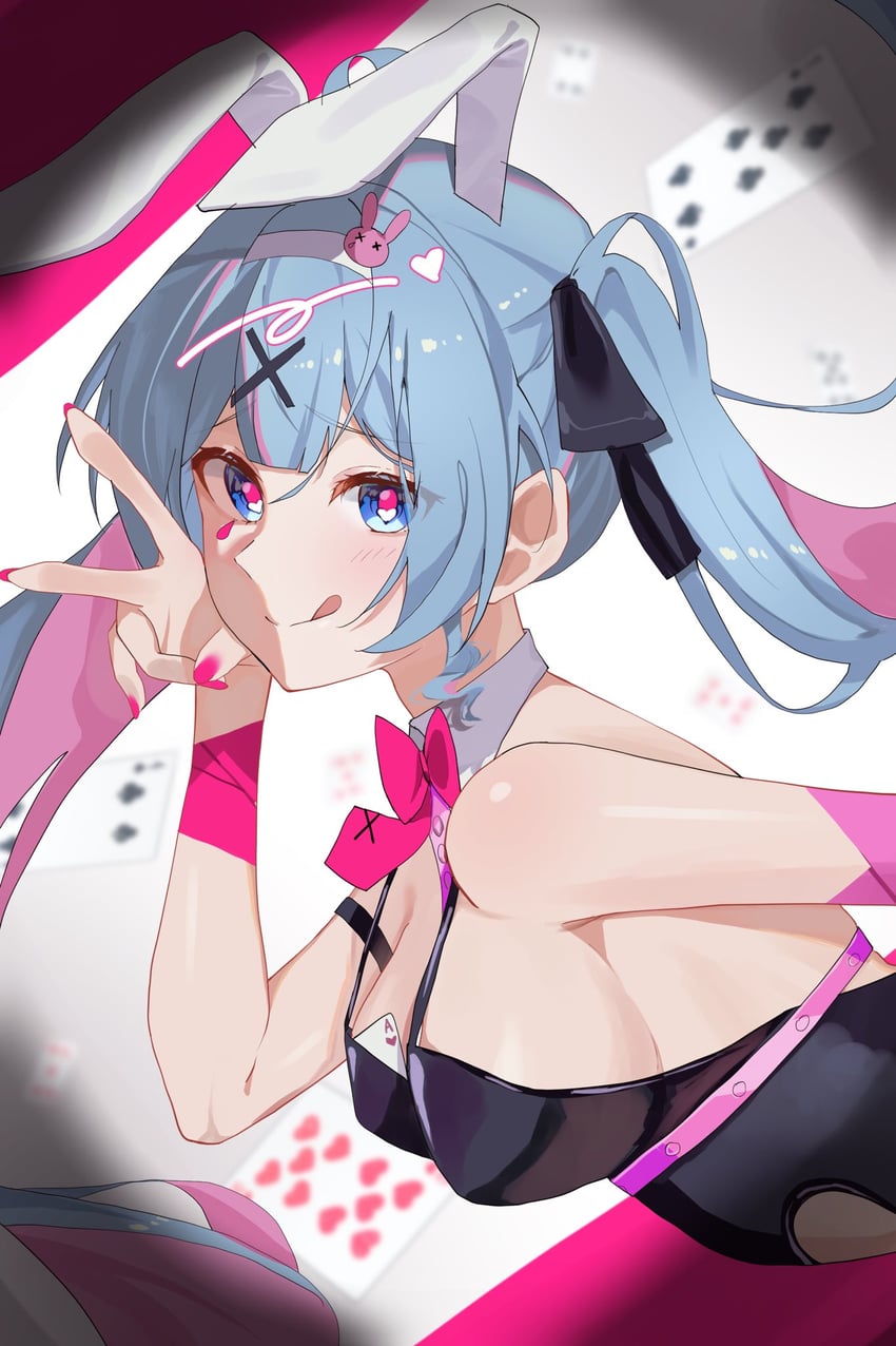 兔穴(Vocaloid)、VOCALOID、初音未来 1名女孩 :q 扑克牌A 红桃A 兽耳