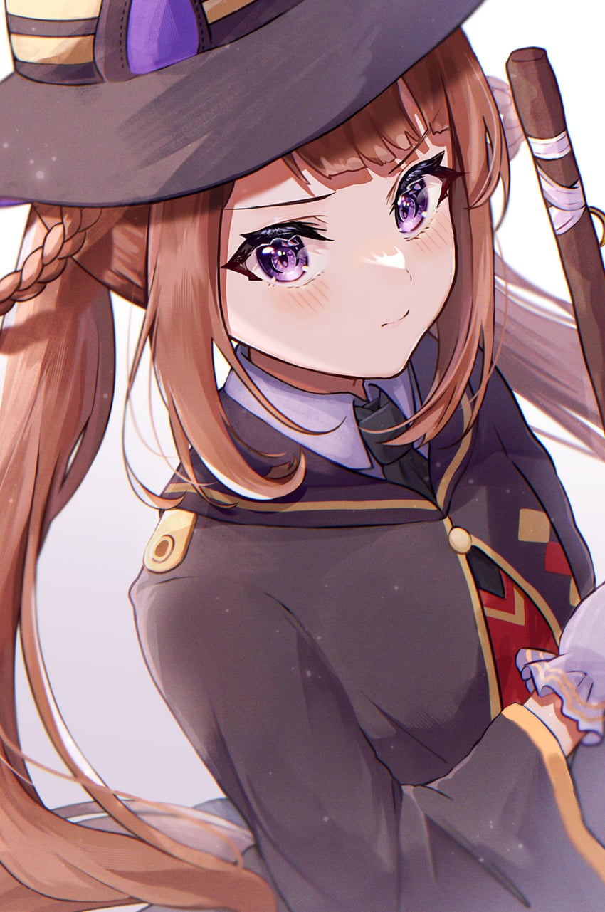 赛马娘、东商变革 (悬铃木魔女) (赛马娘)、东商变革 (赛马娘) 1名女孩 兽耳 黑色领带 黑色长袍 脸红