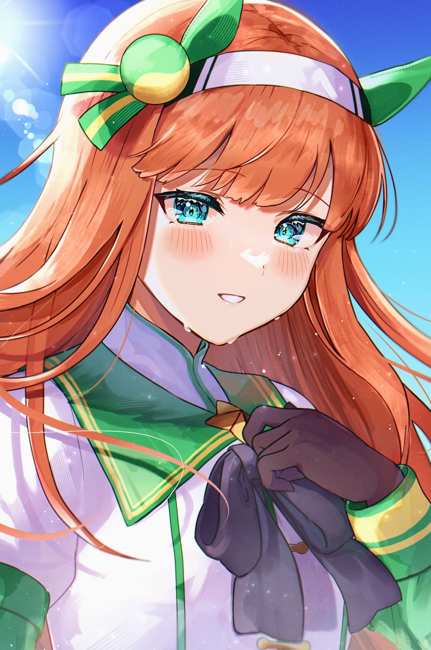 赛马娘、无声铃鹿 (纯洁无声)、无声铃鹿 (赛马娘) 1名女孩 兽耳 黑色蝴蝶结 黑色手套 蓝眼