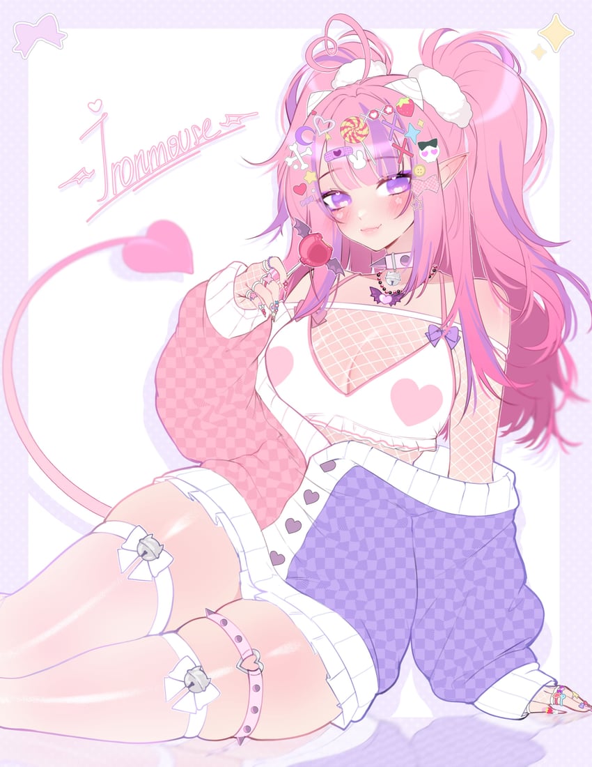 个人势虚拟主播、铁鼠、ironmouse (decora) 1名女孩 呆毛 创可贴 创可贴发饰 铃铛