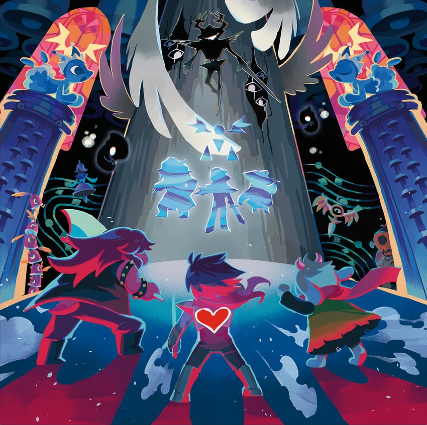 三角符文、Undertale/Deltarune、cuptain (deltarune) 鹿角 斧头 三角符文 (符号) 战斗姿势 漂浮