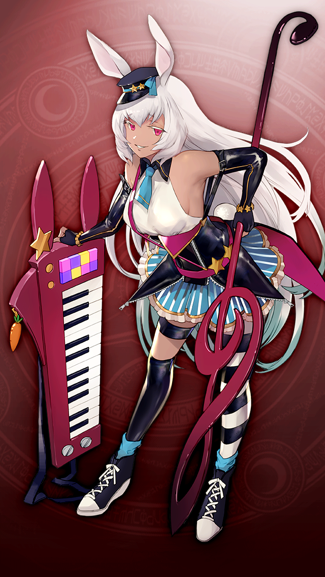 格林笔记、三月兔 (格林笔记)、march hare (shinsei) (grimms notes) 1名女孩 兽耳 不对称腿部穿着 黑鞋 黑色过膝袜