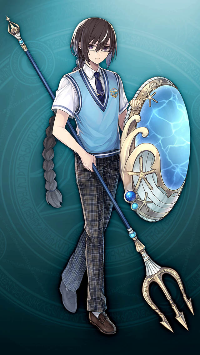 格林笔记、clovis (gakuen) (grimms notes)、克洛维斯(格林笔记) 1名男孩 水色背景 水色背心 蓝色领带 辫子