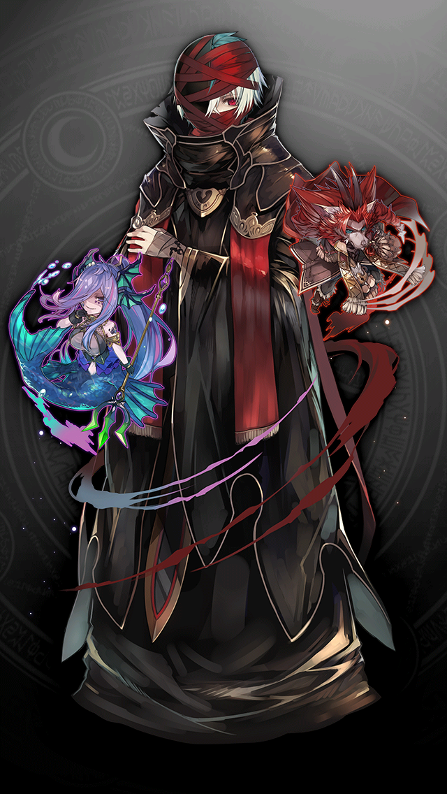 格林笔记、chaos rugal (grimms notes)、chaos siren (grimms notes) 1名女孩 2个男孩 水色发 缠绷带的手 缠着绷带的头