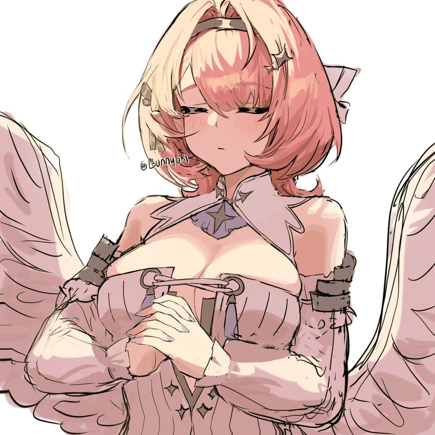 二次元插画 1名女孩 乳房 巨乳 粉发 单人