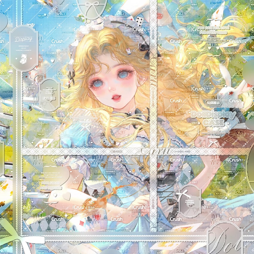 爱丽丝梦游仙境、原创 1名女孩 动物 金发 卡片 发光