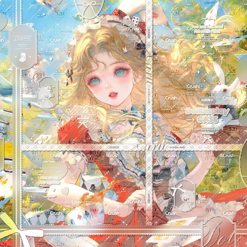 爱丽丝梦游仙境、原创 1名女孩 动物 金发 卡片 发光