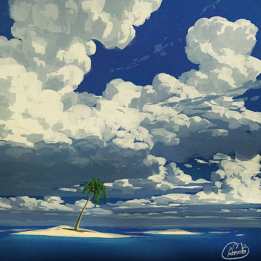 原创 蓝天 云 多云天空 白天 地平线