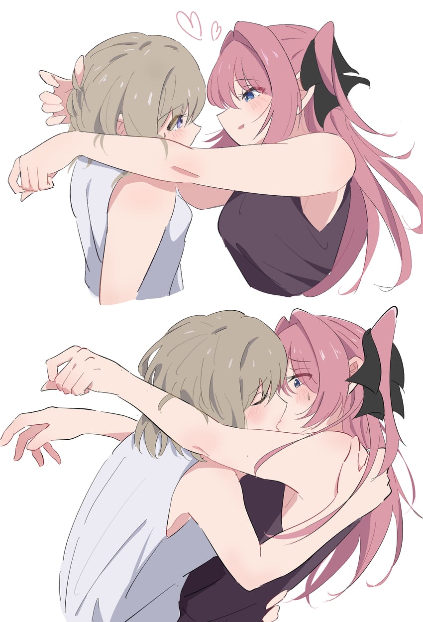 神稻牡丹：醉态如百合之花、上伊那牡丹、砺波伊吹 2名女孩 黑色丝带 黑衬衫 蓝眼 脸红