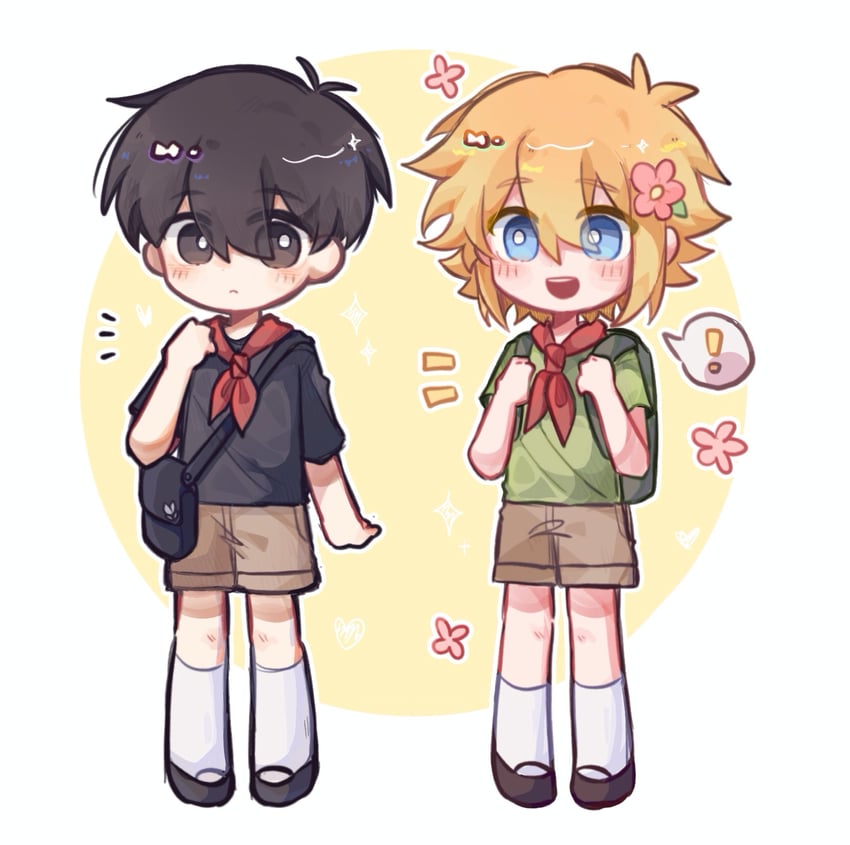 OMORI、Basil (OMORI)、Basil (OMORI) ! 2个男孩 替换服装 呆毛 背包