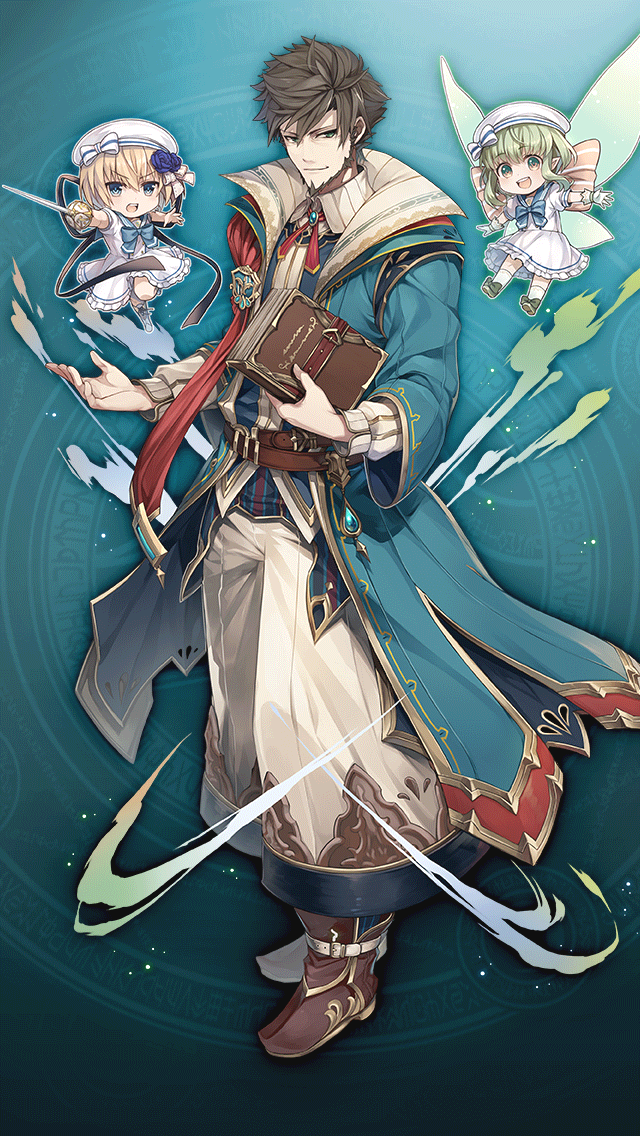 格林笔记、格林笔记：学园、jeanne d'arc (gakuen) (grimms notes) 1名男孩 2名女孩 水色背景 水蓝色外套 喇叭裤